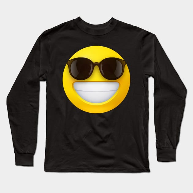 Beaming face emoji with sunglasses Long Sleeve T-Shirt by Vilmos Varga